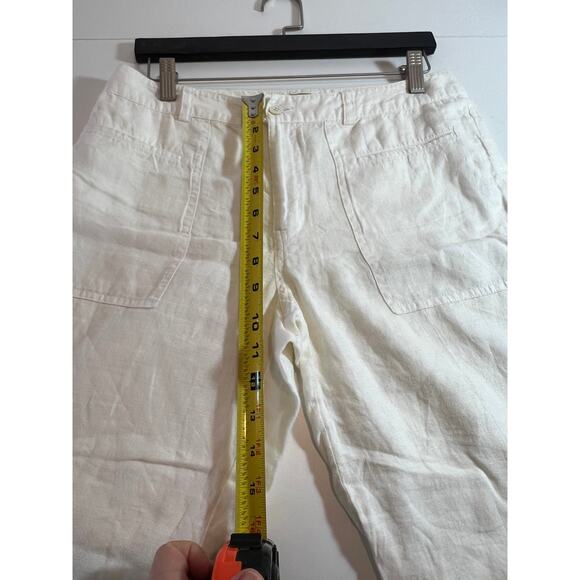 Sigrid Olsen Womens 100% Linen White Capri Pants Lightweight Boho Size 6 - Picture 8 of 10